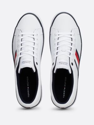 white leather signature tape fine cleat trainers for men tommy hilfiger