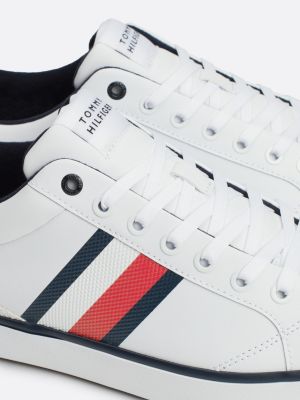 white leather signature tape fine cleat trainers for men tommy hilfiger