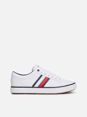 white leather signature tape fine cleat trainers for men tommy hilfiger