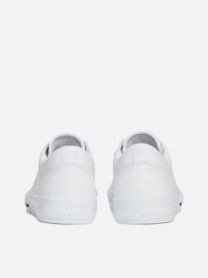 white leather logo lace-up trainers for men tommy hilfiger