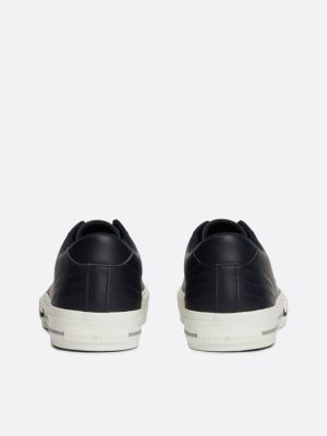 blue th monogram leather trainers for men tommy hilfiger