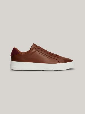 sneakers sportive in pelle brown da uomini tommy hilfiger