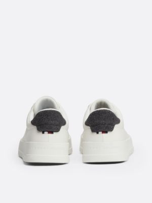 baskets en cuir à contrefort contrasté blanc pour hommes tommy hilfiger