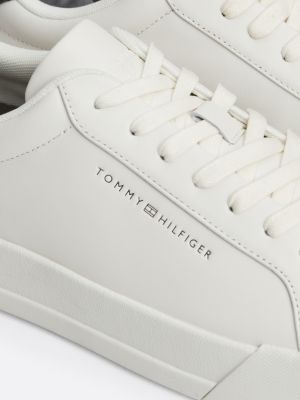 baskets en cuir à contrefort contrasté blanc pour hommes tommy hilfiger