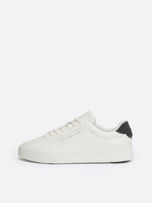 baskets en cuir à contrefort contrasté blanc pour hommes tommy hilfiger