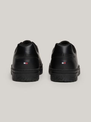 black th monogram leather court trainers for men tommy hilfiger