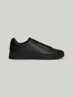 sneakers sportive in pelle con monogrammi th black da uomini tommy hilfiger