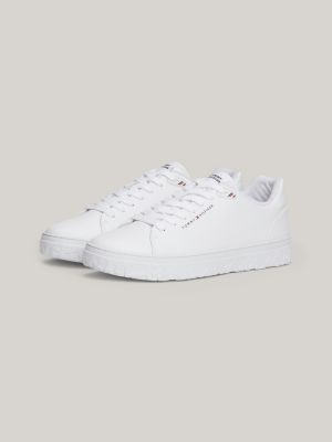 white th monogram leather court trainers for men tommy hilfiger