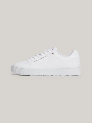 white th monogram leather court trainers for men tommy hilfiger