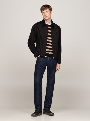 baskets en cuir à lacets et bande emblématique noir pour hommes tommy hilfiger
