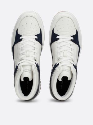 sneakers alte stile basket in pelle blu da uomini tommy hilfiger