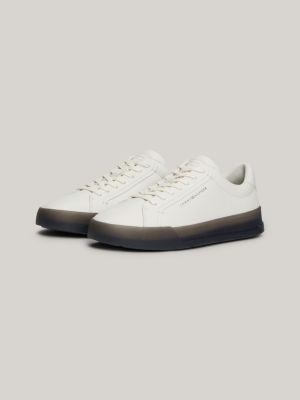 Leather Contrast Midsole Court Trainers | White | Tommy Hilfiger