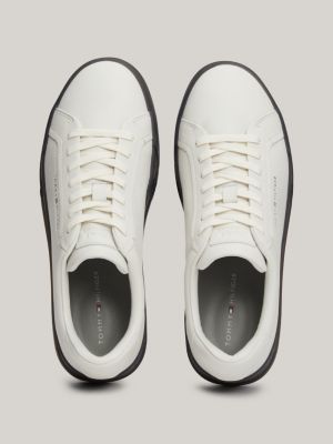 Leather Contrast Midsole Court Trainers | White | Tommy Hilfiger 
