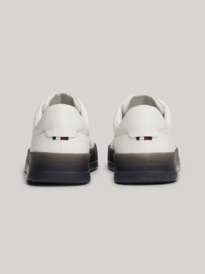 wit leren court sneaker met contrastzool voor heren - tommy hilfiger