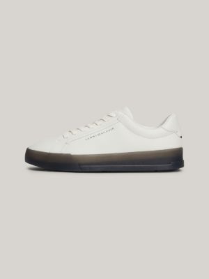 wit leren court sneaker met contrastzool voor heren - tommy hilfiger