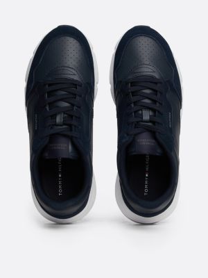 blue suede mixed texture trainers for men tommy hilfiger