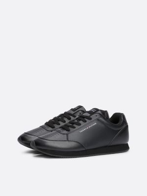 black essential flag runner trainers for men tommy hilfiger