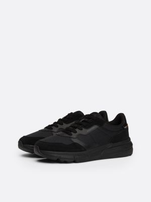 black suede lace-up trainers for men tommy hilfiger