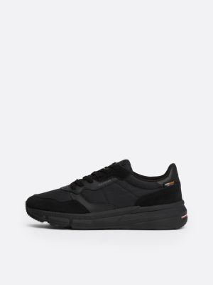 black suede lace-up trainers for men tommy hilfiger