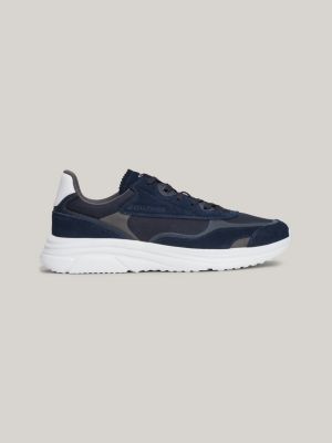 sneakers running in camoscio con logo blue da uomini tommy hilfiger