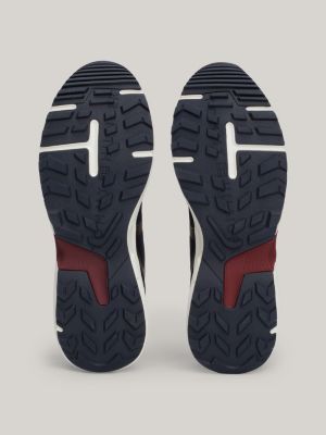 baskets de running en daim crantées bleu pour hommes tommy hilfiger