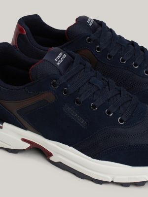 blue suede cleat runner trainers for men tommy hilfiger