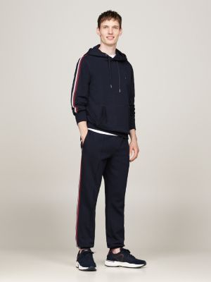 baskets de running en daim crantées bleu pour hommes tommy hilfiger