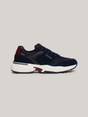 sneakers running antiscivolo in camoscio blue da uomini tommy hilfiger