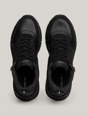 blauw suède halfhoge sneaker met profiel voor heren - tommy hilfiger