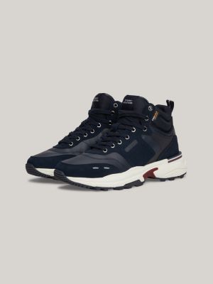 sneakers running medie in camoscio blu da uomini tommy hilfiger