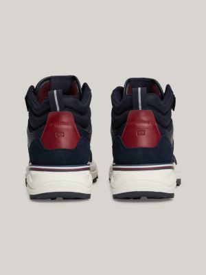 sneakers running medie in camoscio blu da uomini tommy hilfiger