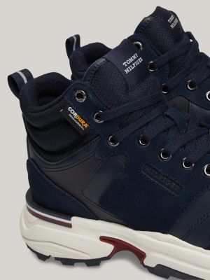 blue suede mid-top cleat runner trainers for men tommy hilfiger