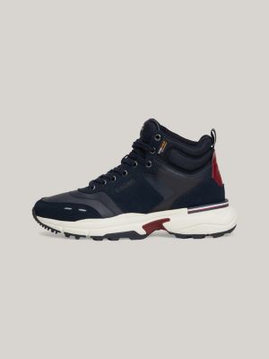 sneakers running medie in camoscio blu da uomini tommy hilfiger