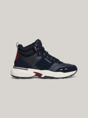 blue suede mid-top cleat runner trainers for men tommy hilfiger