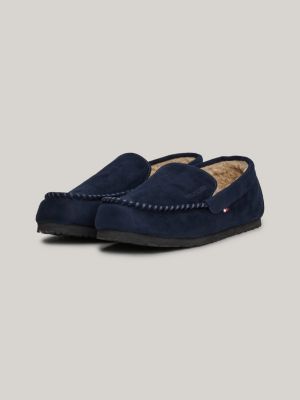 slippers a mocassino con interno caldo blu da uomini tommy hilfiger