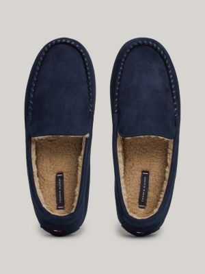 slippers a mocassino con interno caldo blu da uomini tommy hilfiger