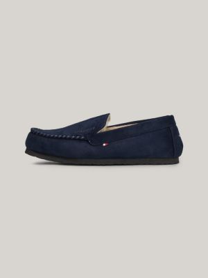 slippers a mocassino con interno caldo blu da uomini tommy hilfiger