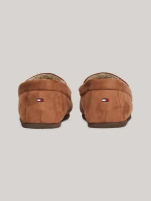 brown lined driver slippers for men tommy hilfiger