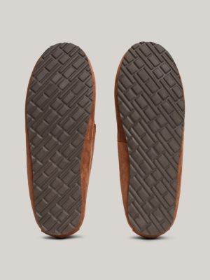 brown lined driver slippers for men tommy hilfiger