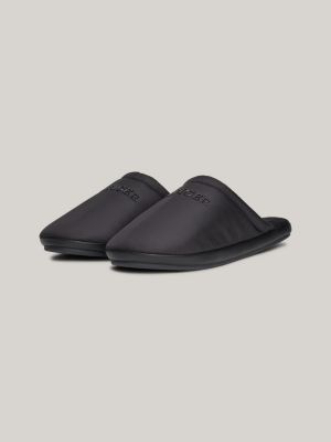 zwart pantoffel met getextureerd logo voor heren - tommy hilfiger