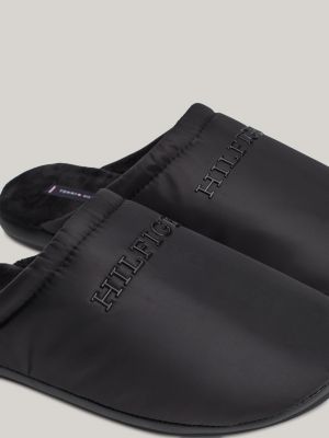 zwart pantoffel met getextureerd logo voor heren - tommy hilfiger