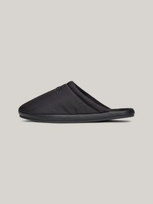 zwart pantoffel met getextureerd logo voor heren - tommy hilfiger
