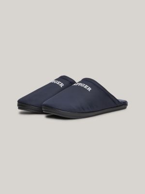 chaussons à logo texturé bleu pour hommes tommy hilfiger
