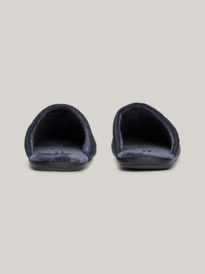 chaussons à logo texturé bleu pour hommes tommy hilfiger