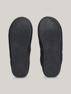chaussons à logo texturé bleu pour hommes tommy hilfiger