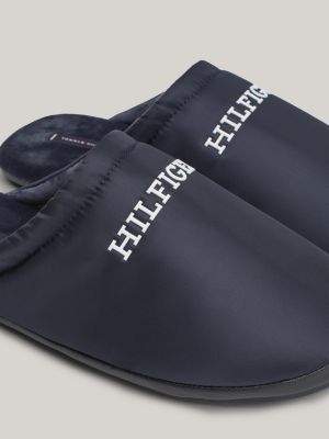 chaussons à logo texturé bleu pour hommes tommy hilfiger