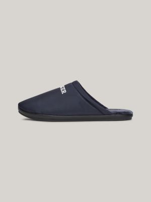 chaussons à logo texturé bleu pour hommes tommy hilfiger