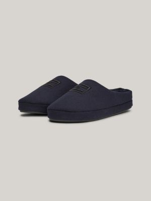 slippers in feltro con bandiera ricamata blu da uomini tommy hilfiger