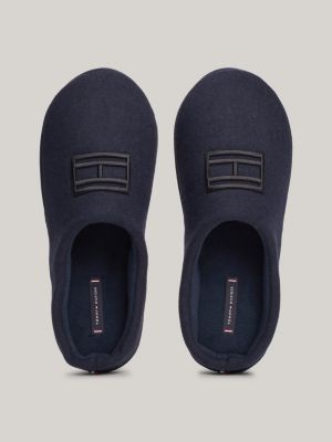 slippers in feltro con bandiera ricamata blu da uomini tommy hilfiger