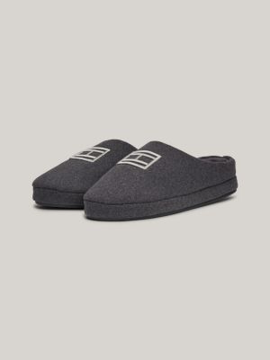 slippers in feltro con bandiera ricamata nero da uomini tommy hilfiger